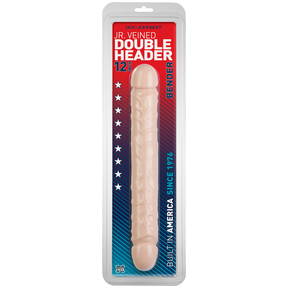 Jr. Veined Double Header - Dildo with Double Ends - 12 / 30 cm