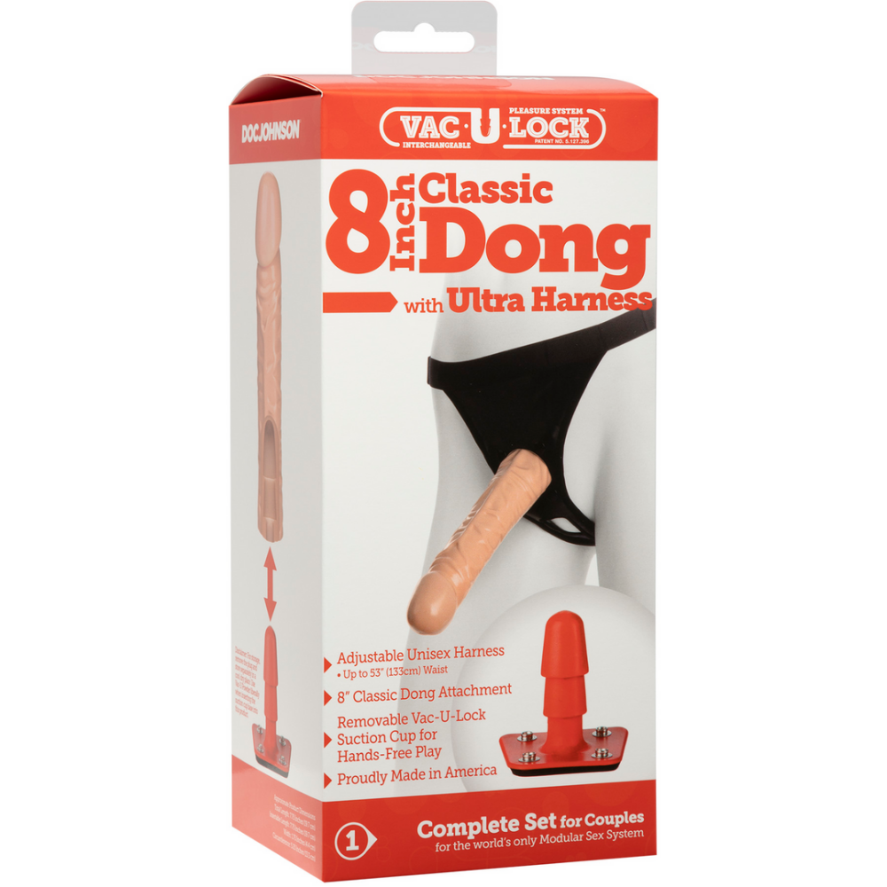 Classic dildo with Ultra harness - 20 cm - Vanilla