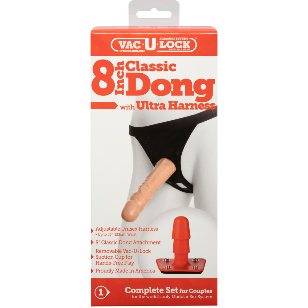 Classic dildo with Ultra harness - 20 cm - Vanilla