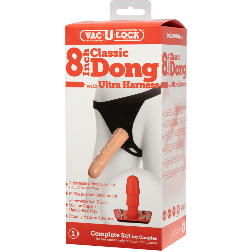 Classic dildo with Ultra harness - 20 cm - Vanilla