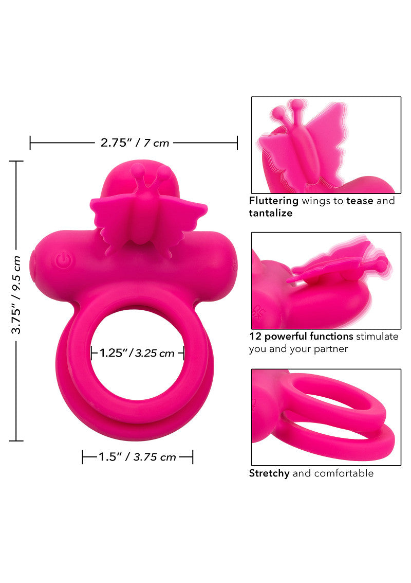 CalExotics Silicone Rechargeable Dual Butterfly Ring