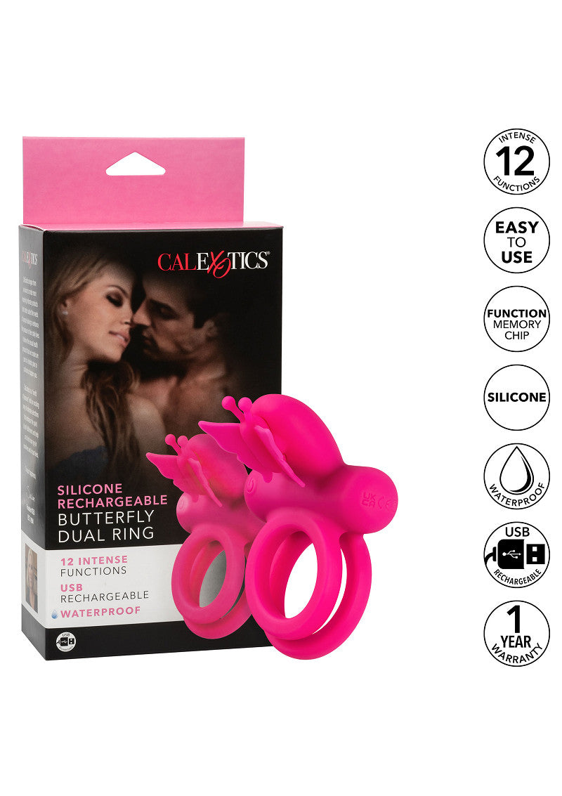 CalExotics Silicone Rechargeable Dual Butterfly Ring