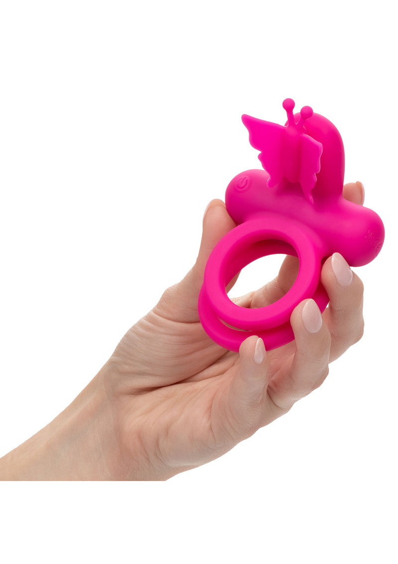 CalExotics Silicone Rechargeable Dual Butterfly Ring