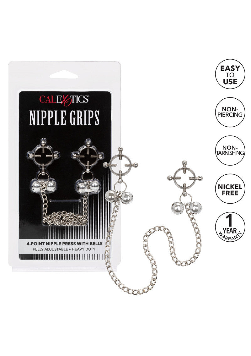 CalExotics Nipple Grips 4-Point Nipple Press with Bells