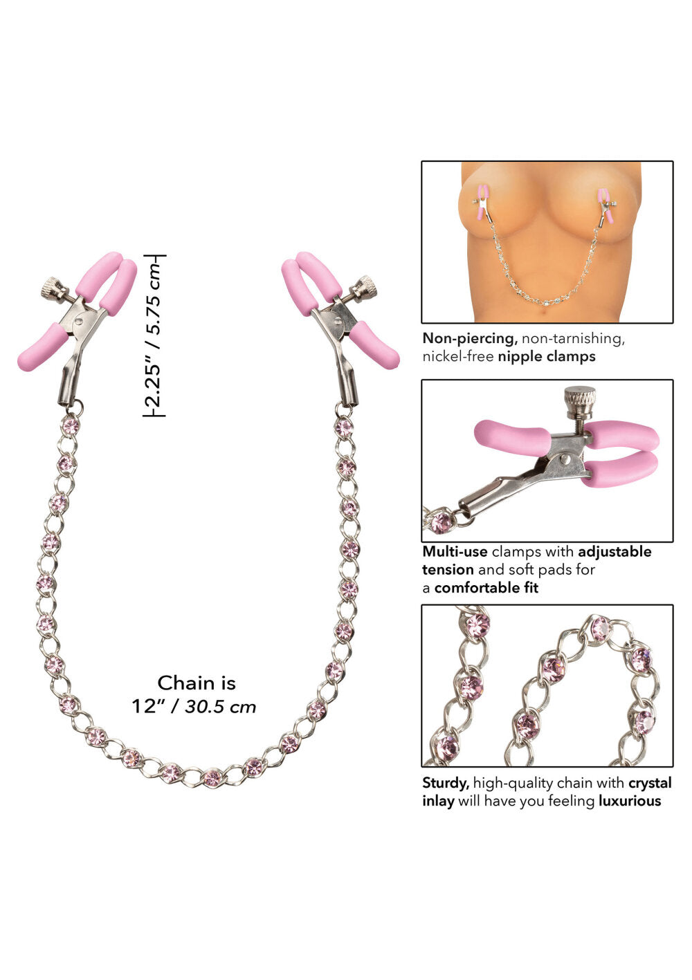 CalExotics Nipple Play Crystal Chain Nipple Clamps