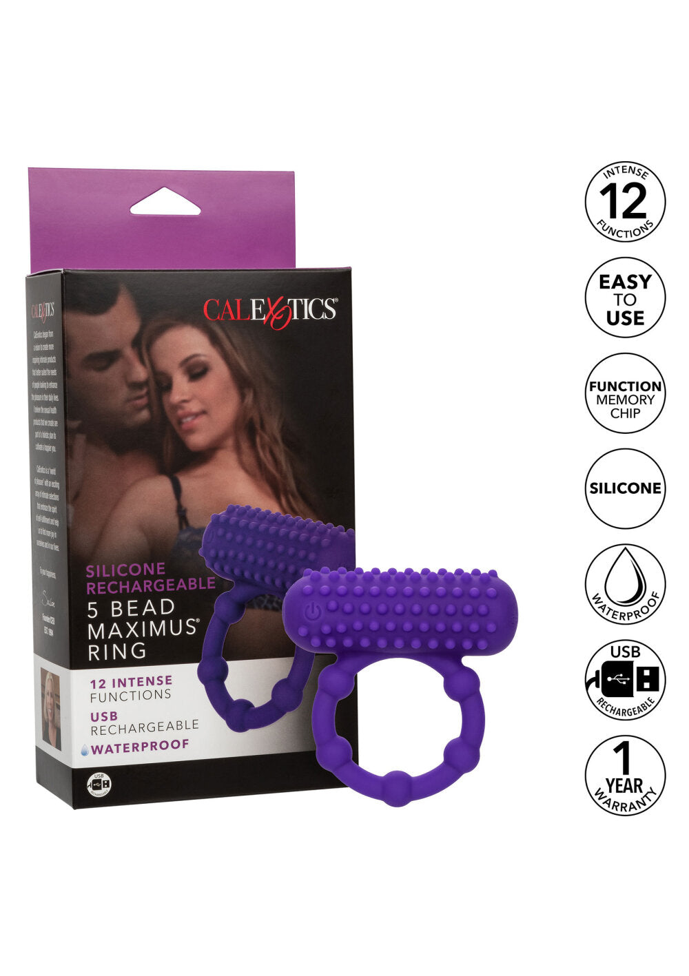 CalExotics Silicone Rechargeable 5 Bead Maximus Ring