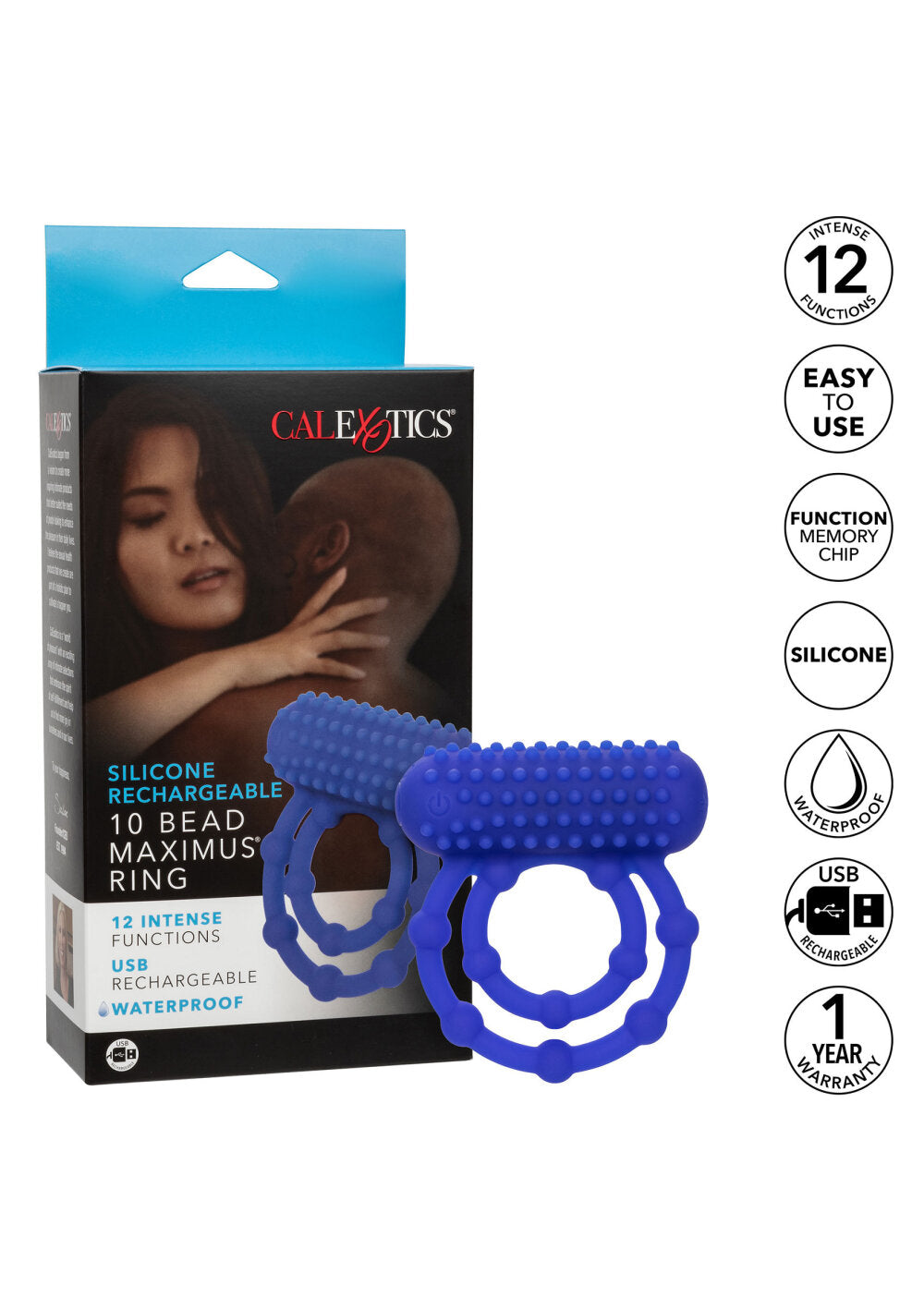 CalExotics Silicone Rechargeable 10 Bead Maximus Ring