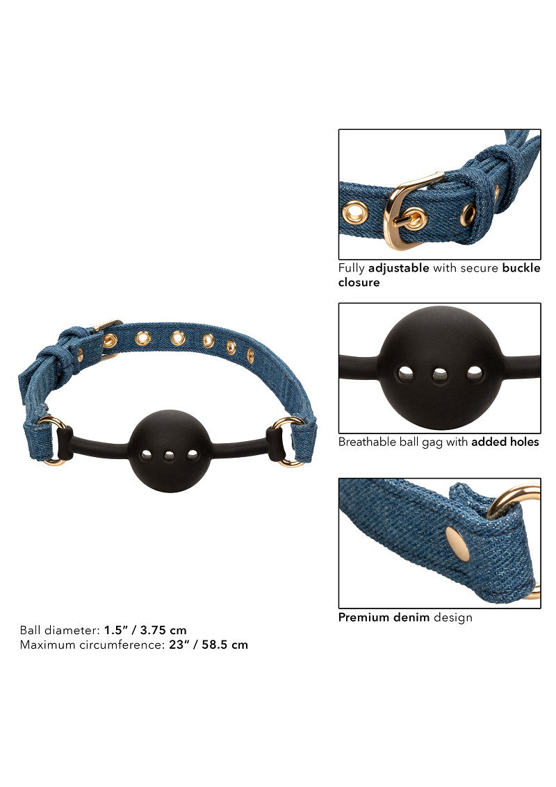 CalExotics Ride 'em Premium Denim Collection Ball Gag