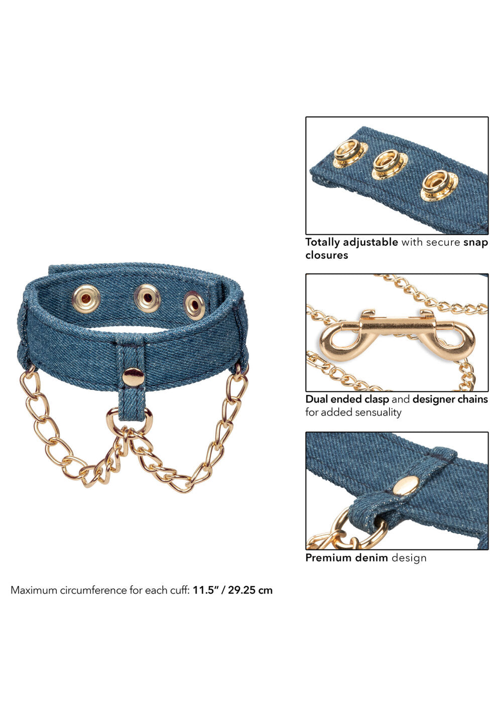 CalExotics Ride 'em Premium Denim Collection Ankle Cuffs