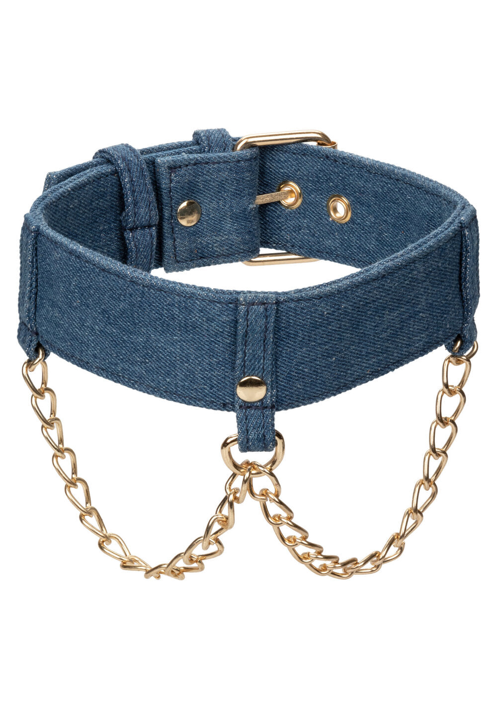 CalExotics Ride 'em Premium Denim Collection Collar with Leash