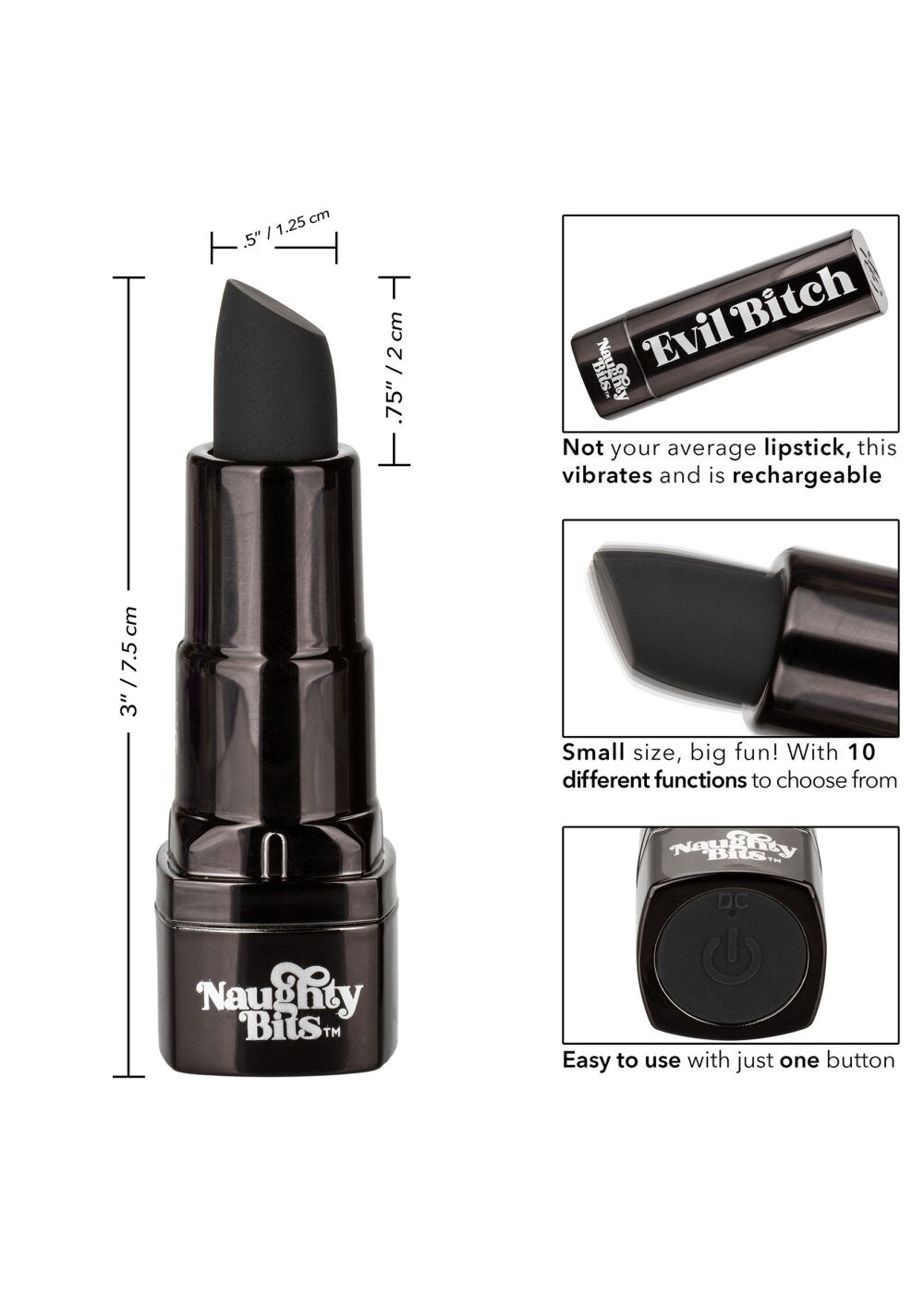 CalExotics Naughty Bits Evil Bitch Lipstick Vibrator