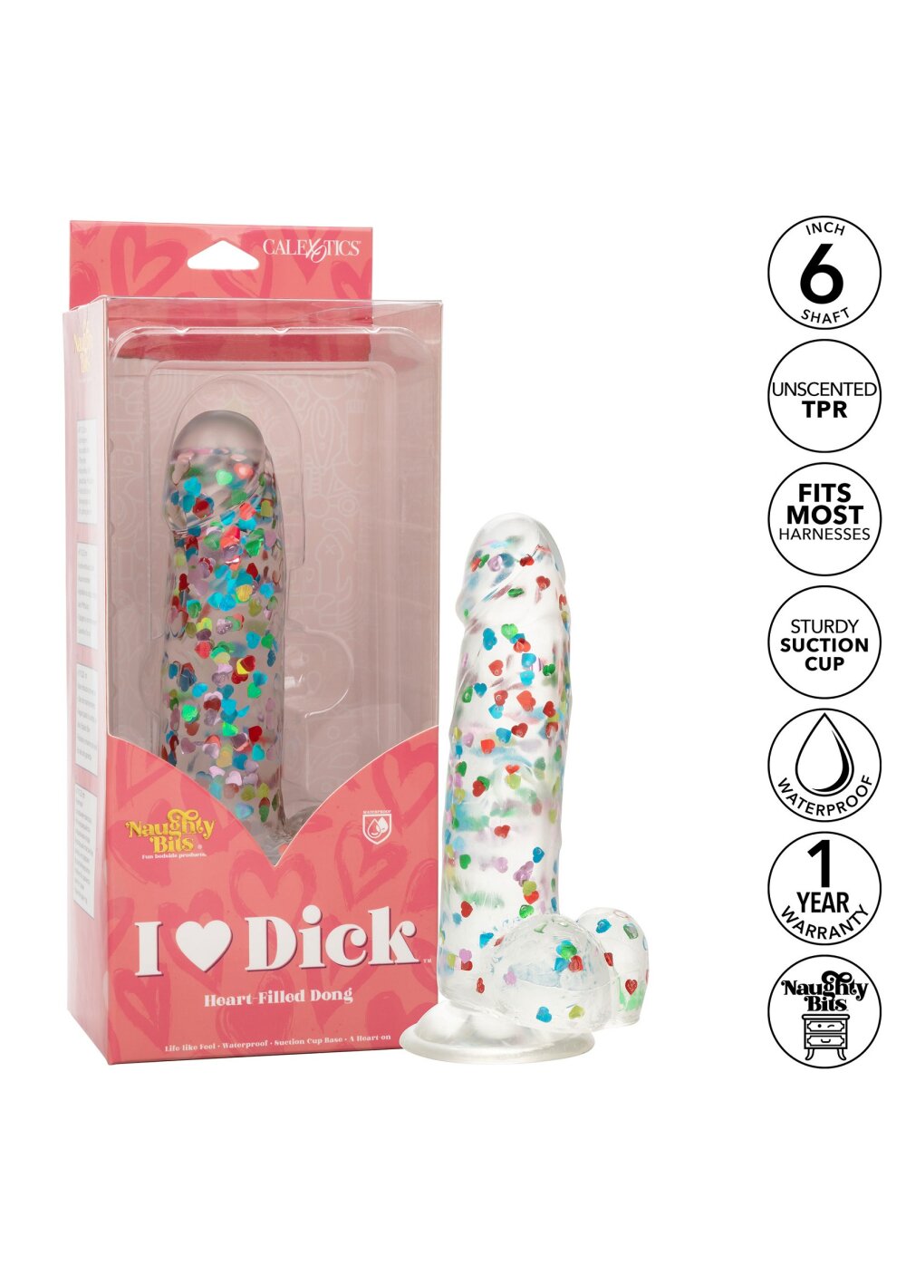 CalExotics Naughty Bits I Love Dick Heart-filled Dong