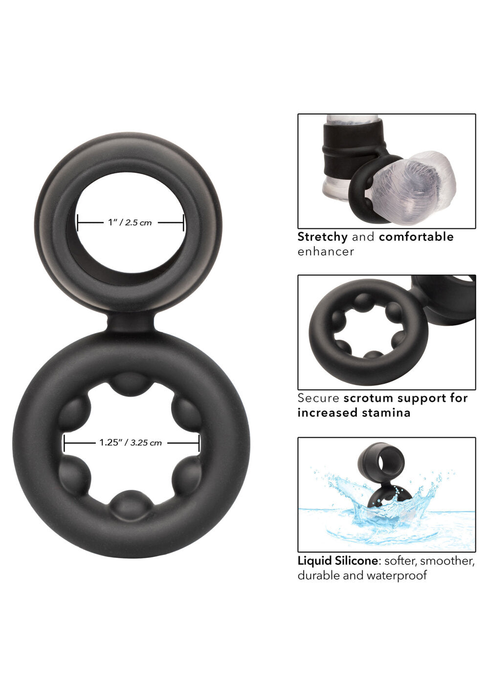 CalExotics Alpha Liquid Silicone Dual Magnum Ring