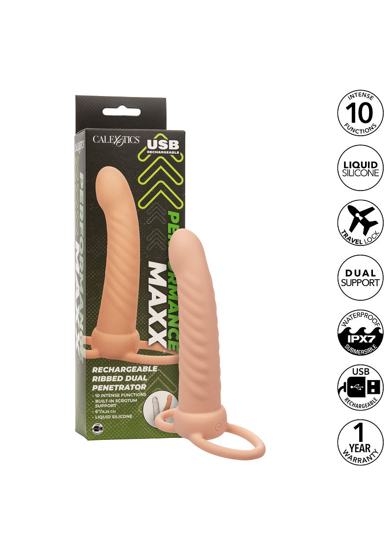 CalExotics Performance Maxx Rechargeable Ribbed Dual Penetrator