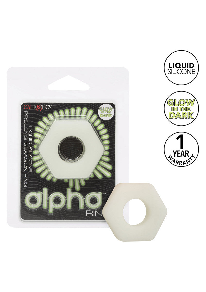 CalExotics Alpha Glow-In-The-Dark Liquid Silicone Prolong Sexagon Ring