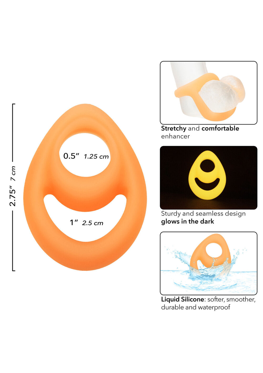 CalExotics Alpha Glow-In-The-Dark Liquid Silicone Teardrop Ring