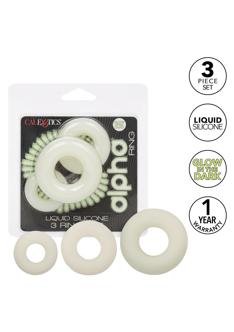 CalExotics Alpha Glow-In-The-Dark Liquid Silicone 3 Ring Set