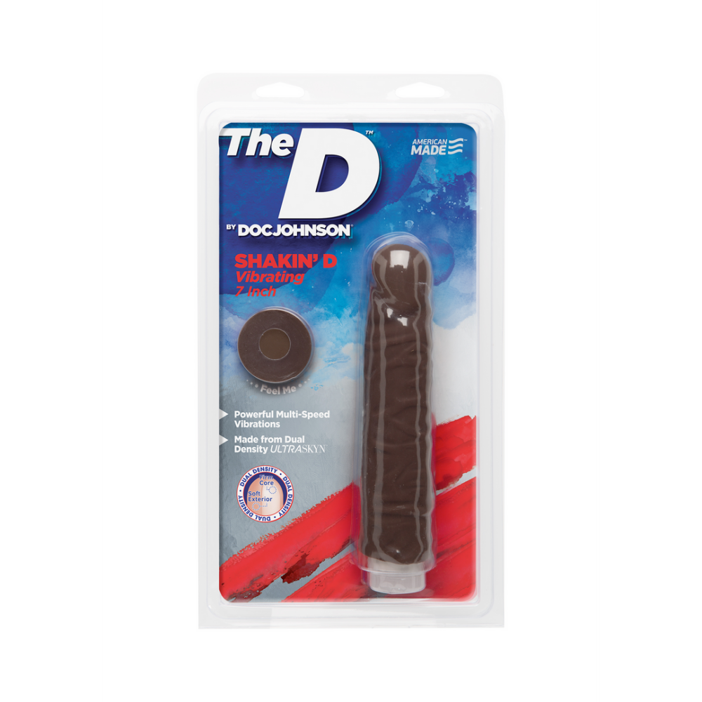 Shakin' D - Vibrating Realistic ULTRASKYN Dildo - 7 / 18 cm - Chocolate