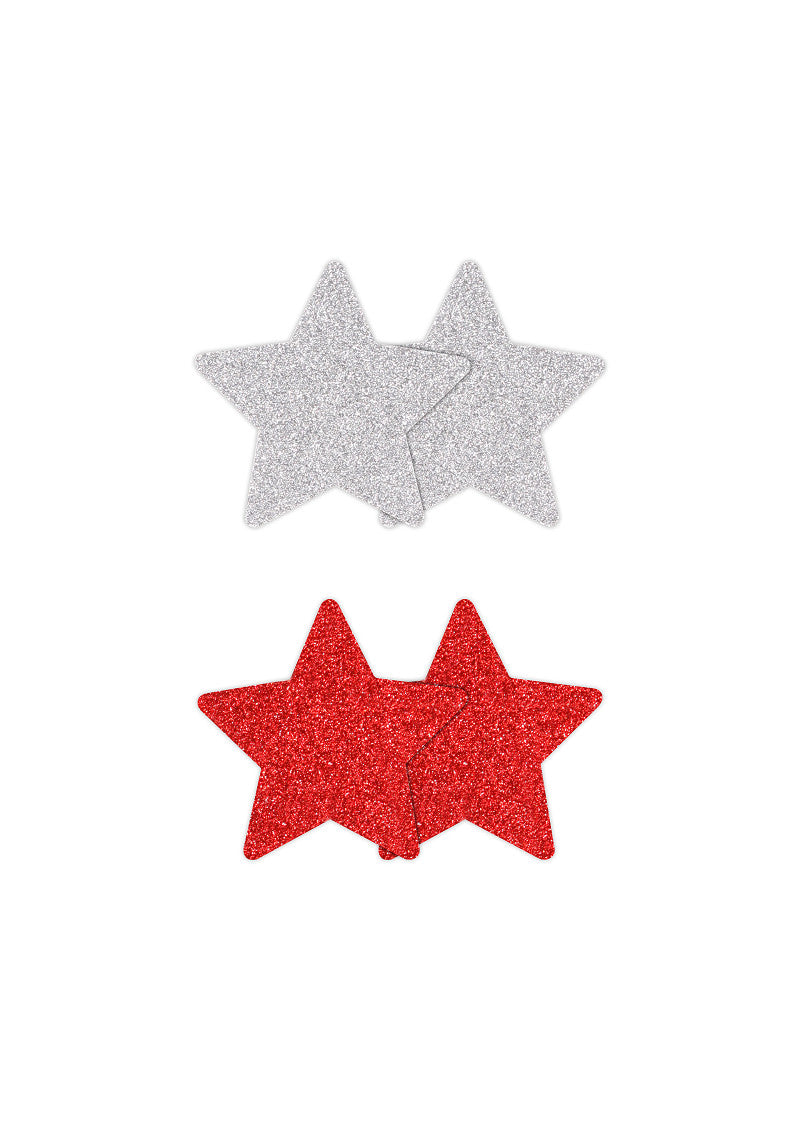 NS Novelties Pretty Pasties Glitter Stars Black/Gold 2 Pair