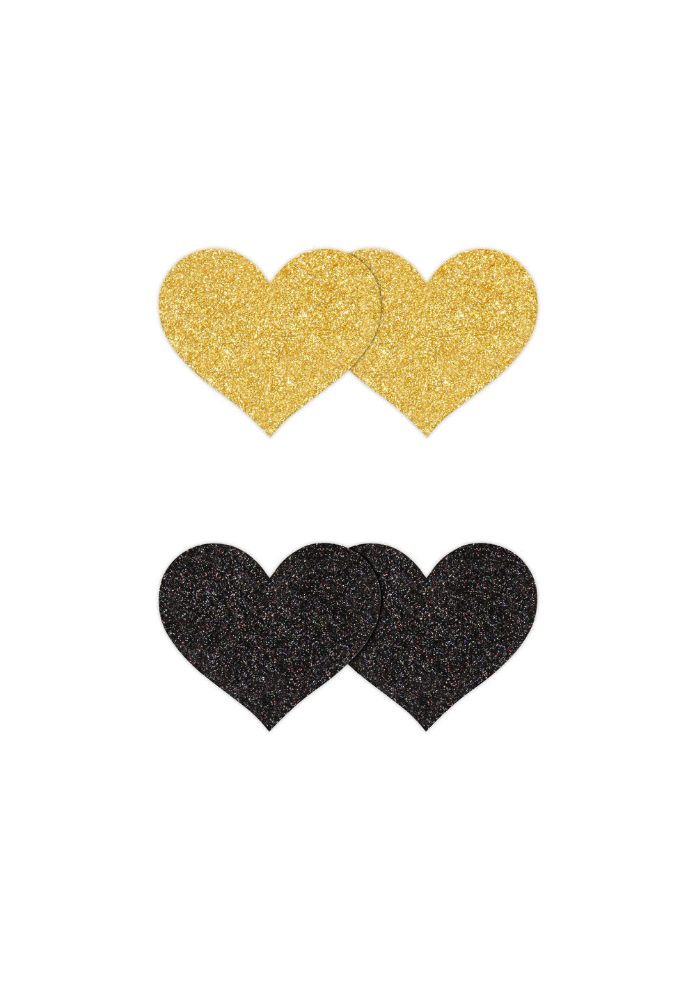 NS Novelties Pretty Pasties Glitter Hearts Black/Gold 2 Pair