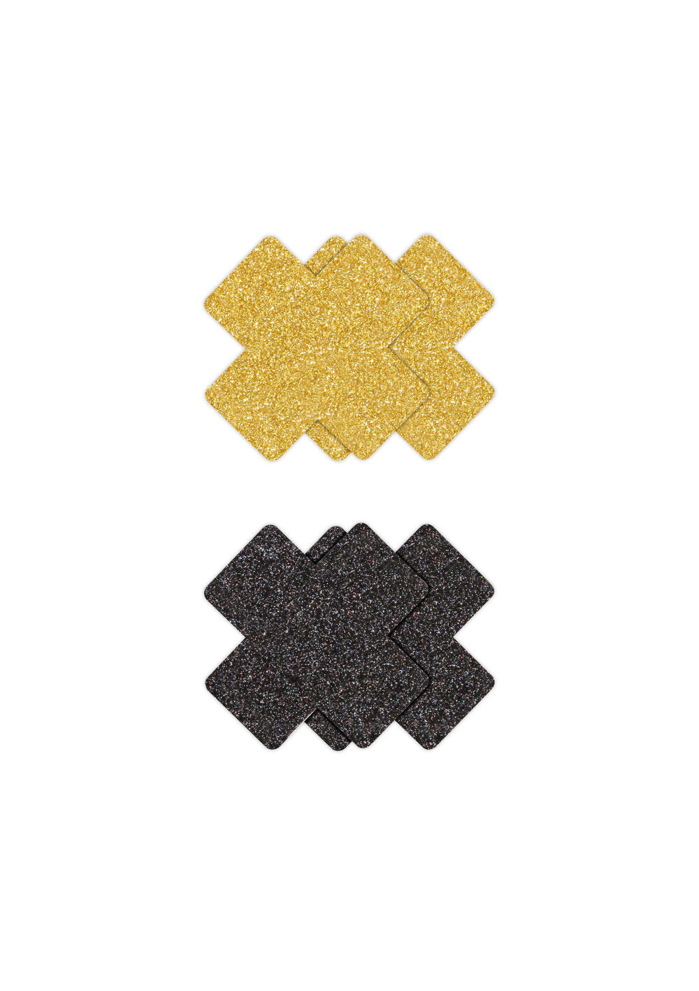 NS Novelties Pretty Pasties Glitter Cross Black/Gold 2 Pair