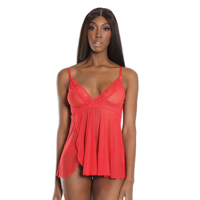 Trim Babydoll and Thong - Plus Size