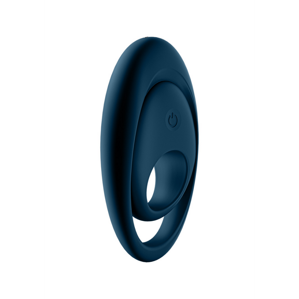 Glorious Duo Ring – Vibrierender Penisring mit doppeltem Riemen – Dunkelblau