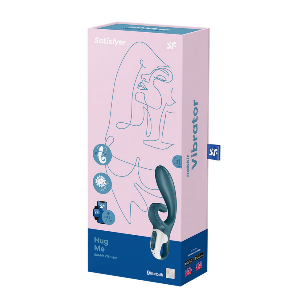 Hug Me - Rabbit Vibrator with Tongue Tip for Clitoris Stimulation - Bluegrey