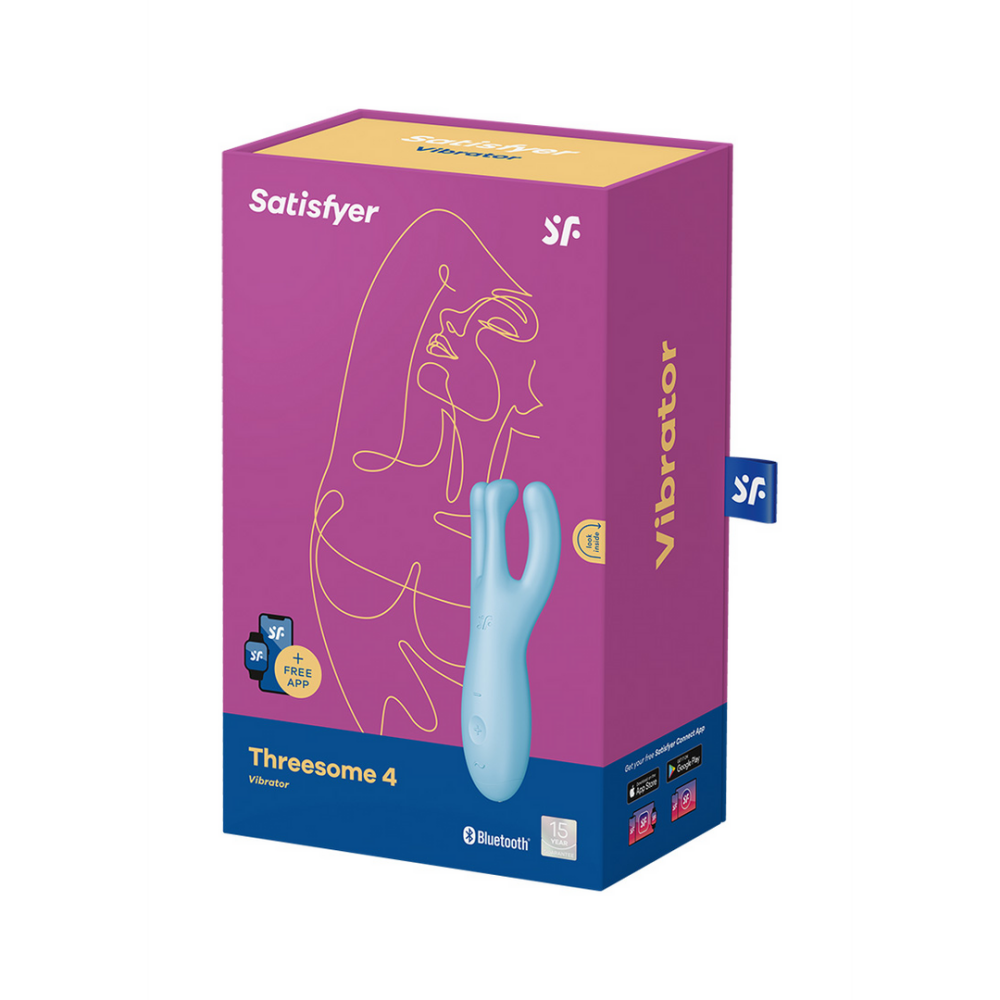 Threesome 4Plus - Lay-on Vibrator with App - Blue