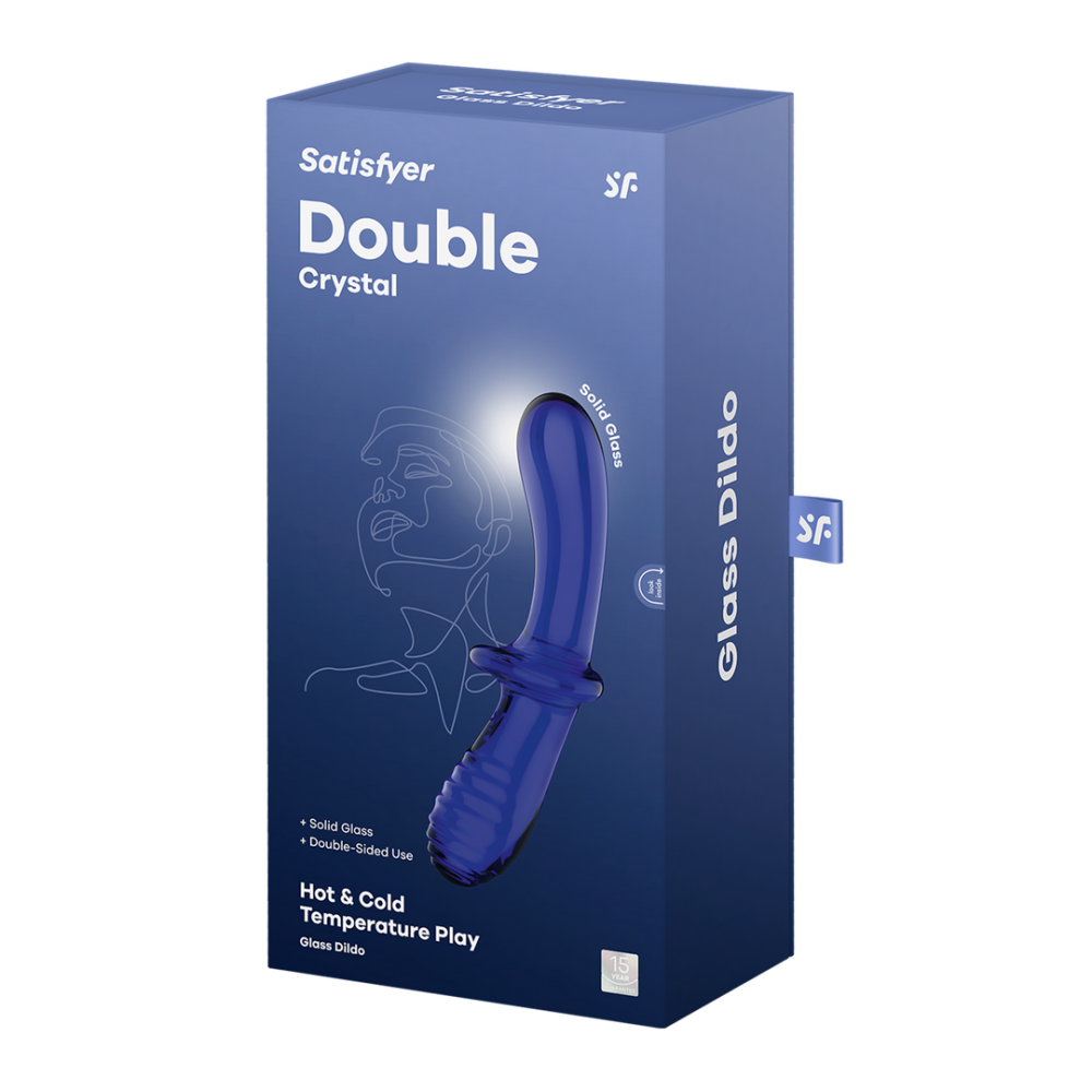 Double Crystal - Glass Dildo - Light Blue