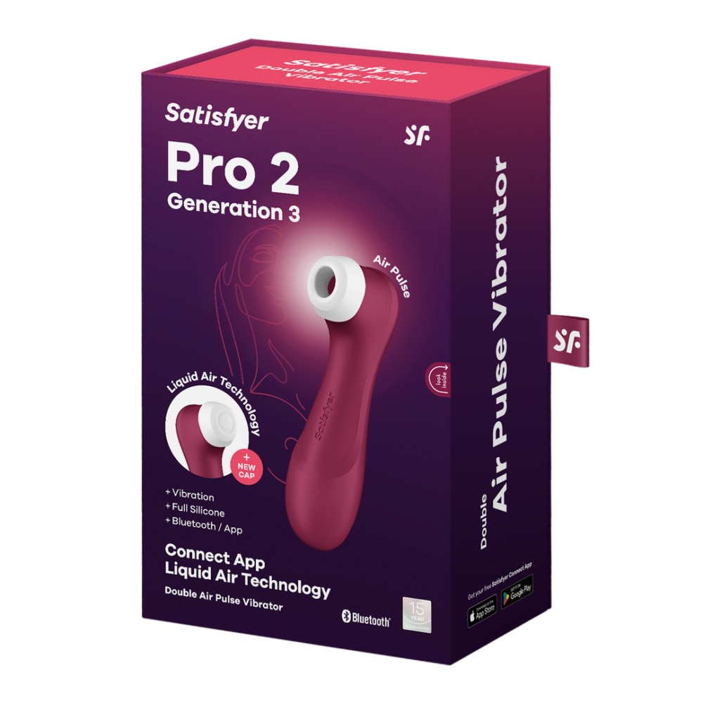 Pro 2 Generation 3 – Double Air Pulse Vibrator – Liquid Air und Connect App – Weinrot