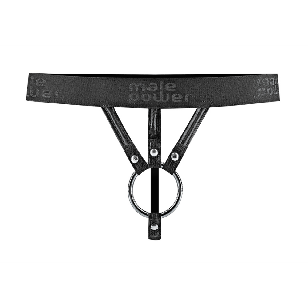 Riemchen-String-Tanga – M – Schwarz