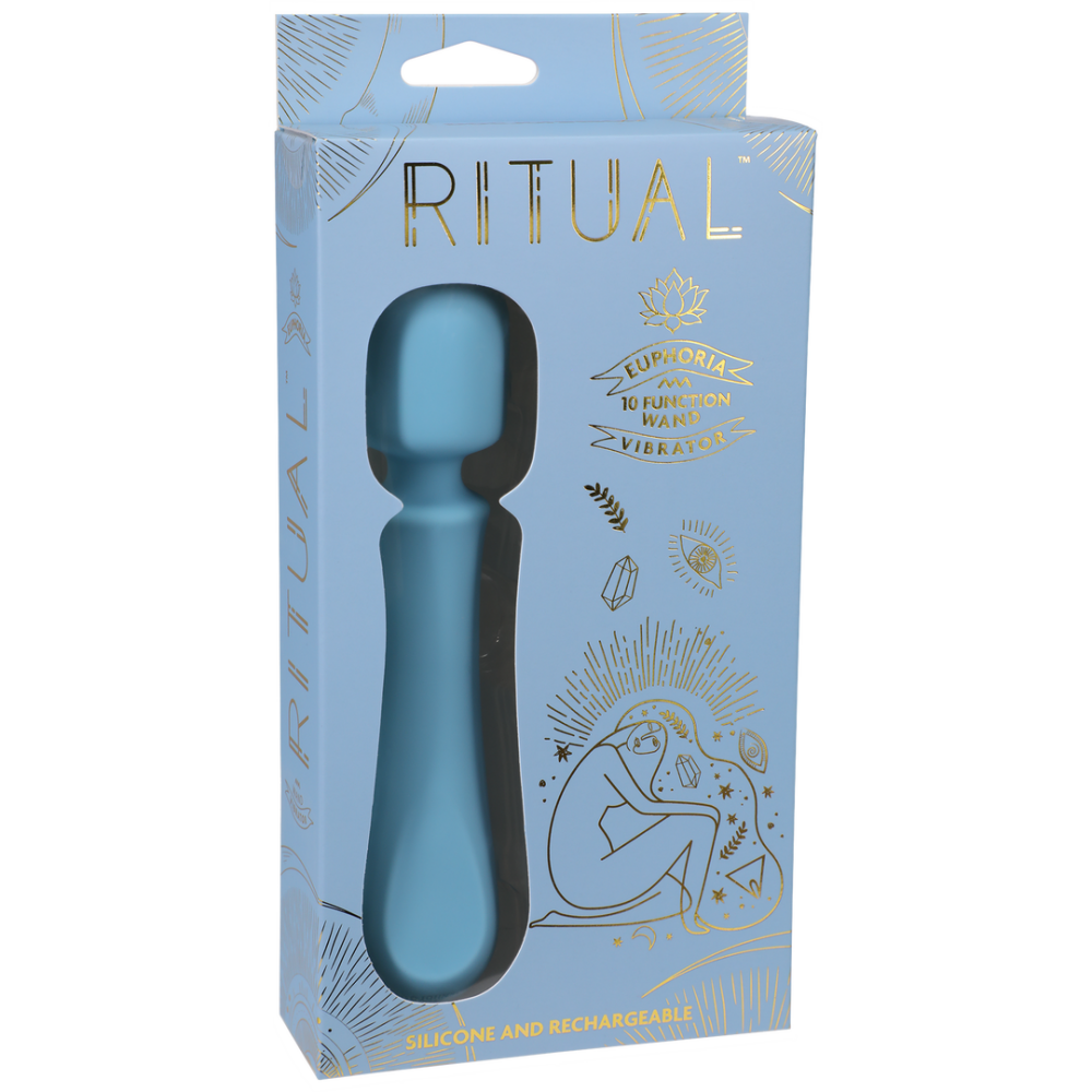 Euphoria - Rechargeable Silicone Wand Vibe - Blue