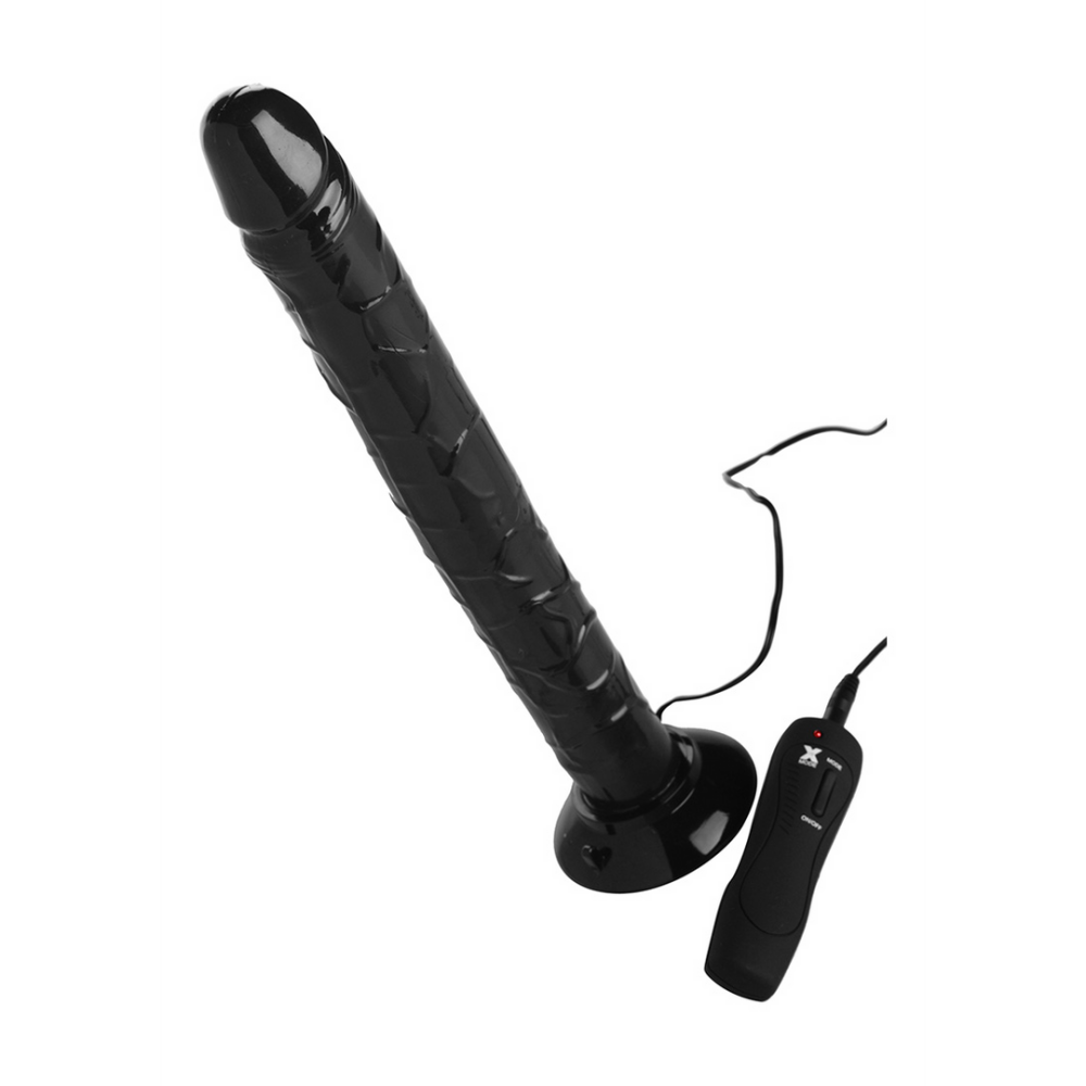 Vibrierender Tower of Power-Dildo-Umschnalldildo – Schwarz