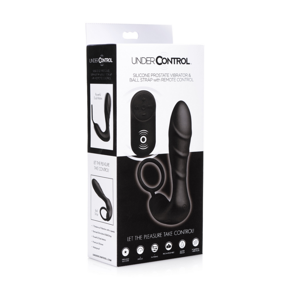 Silicone Prostate Vibrator and Strap with Remote Control