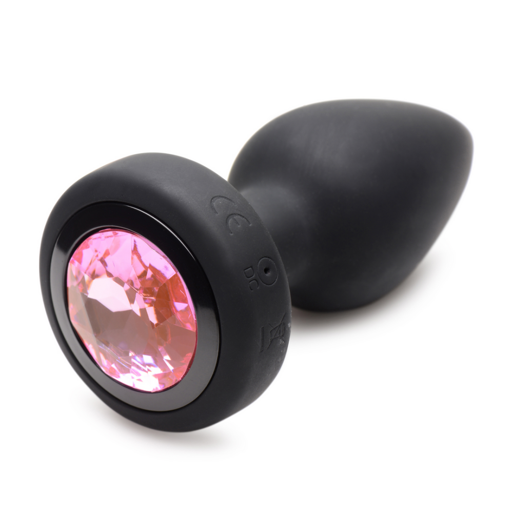 Silicone Vibrating Pink Gemstone - Butt Plug with Remote Control - Small