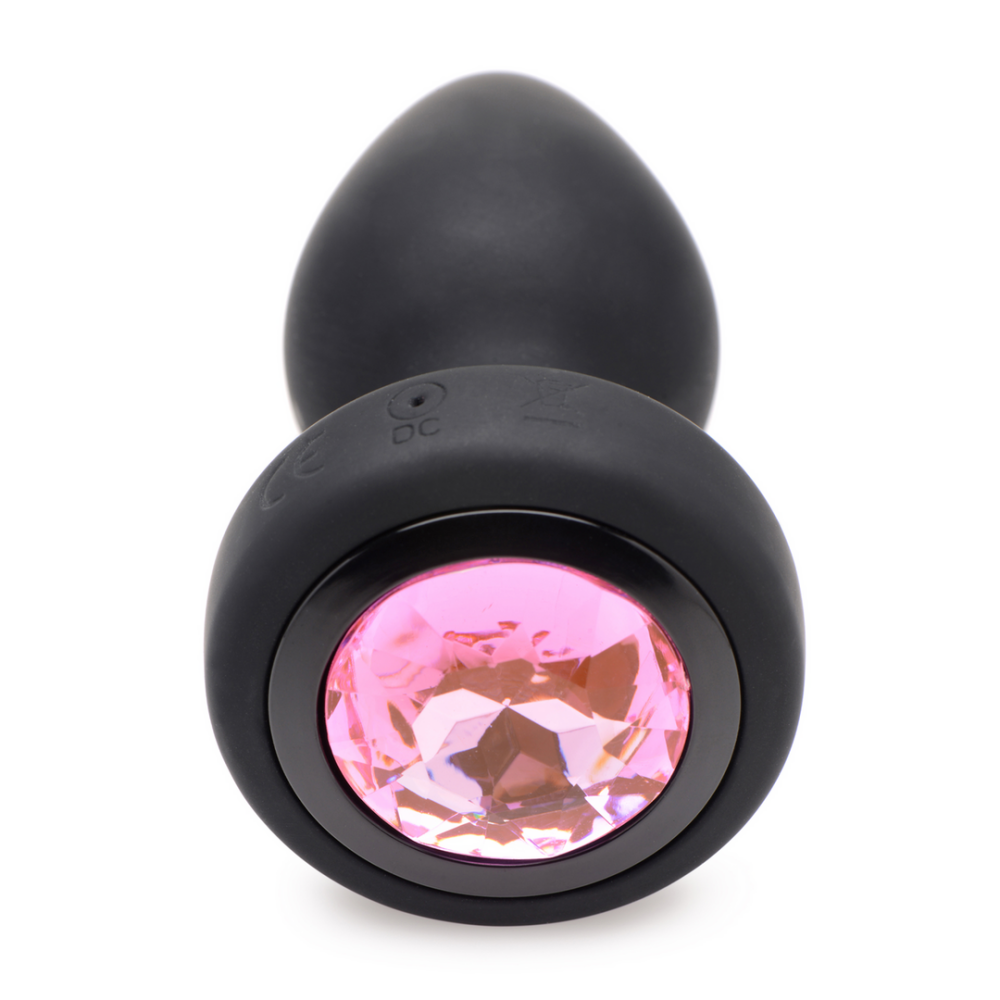 Silicone Vibrating Pink Gemstone - Butt Plug with Remote Control - Small