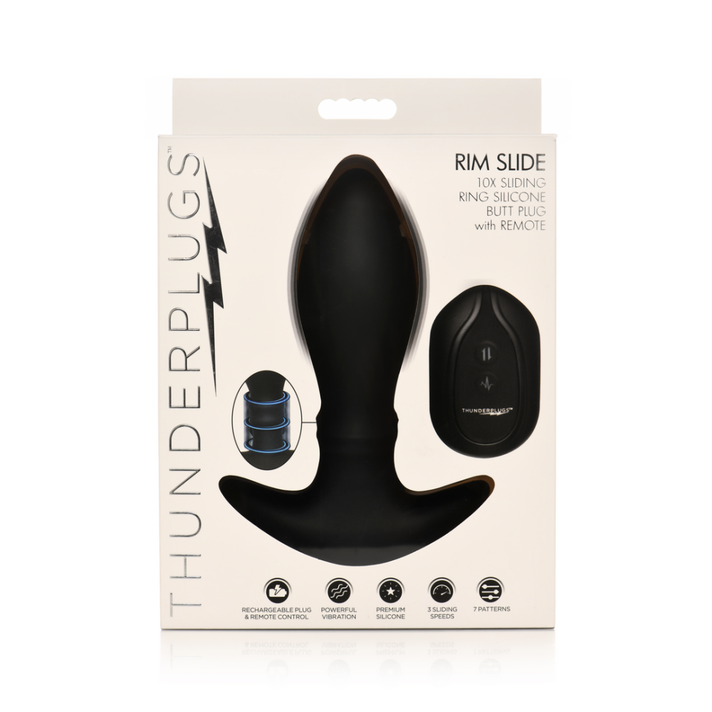 Rim Slide - Sliding Ring Silicone Butt Plug - Black