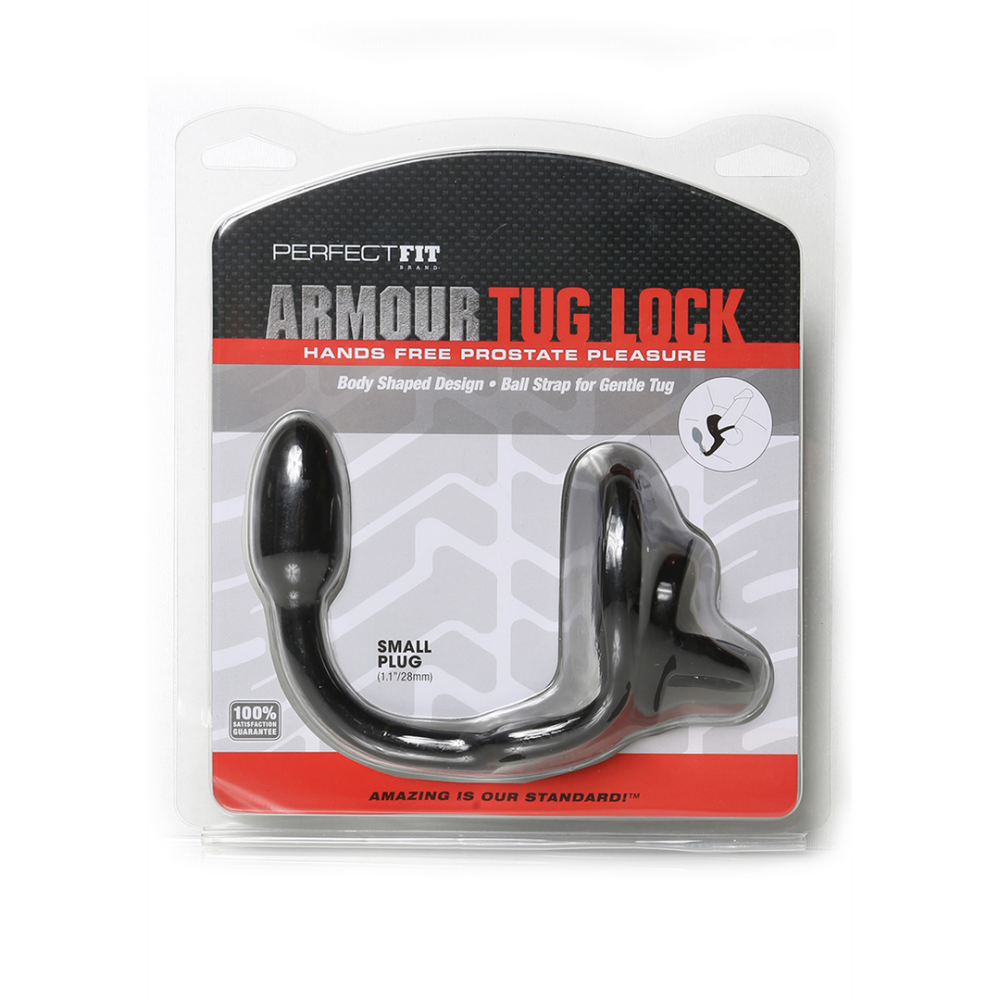 Armor Tug Lock - Cock Ring with Ball Strap and Butt Plug - Small