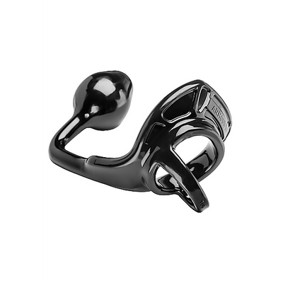 Armor Tug Lock - Cock Ring with Ball Strap and Butt Plug - Medium