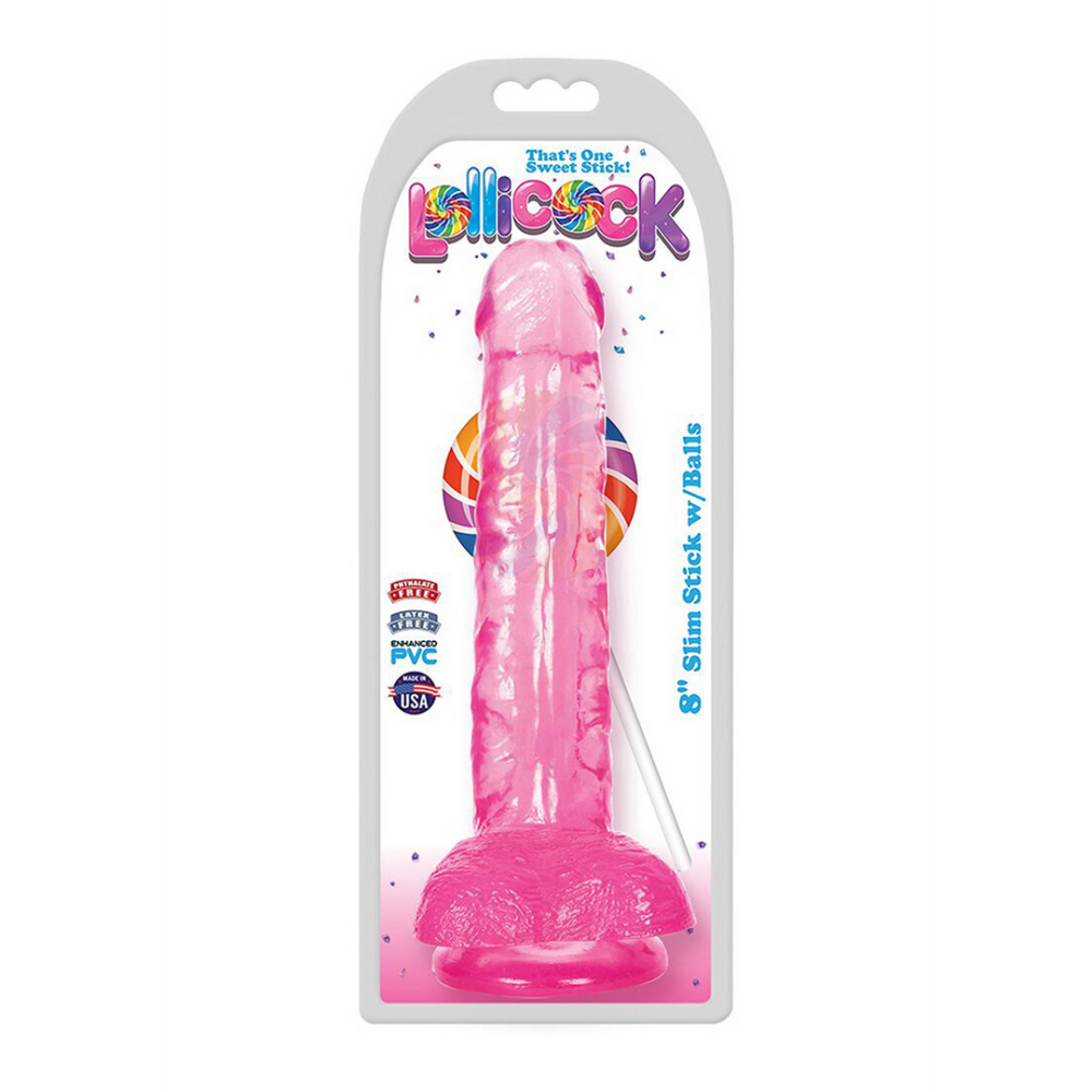 Slim Stick Cherry Ice - Dildo mit Kugeln - 8 / 20,5 cm