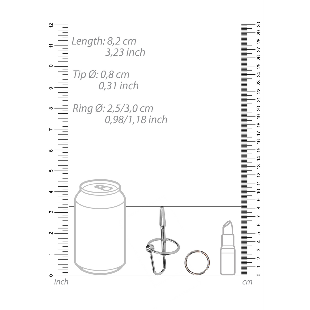 Penisplug aus Edelstahl mit Eichelring - 0,3 / 8 mm