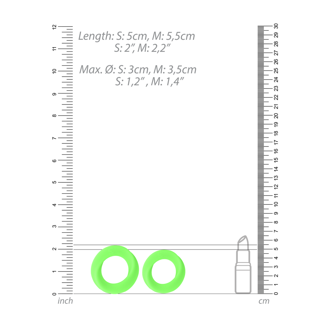 Cock Ring Set - Glow in the Dark - 2 Pieces