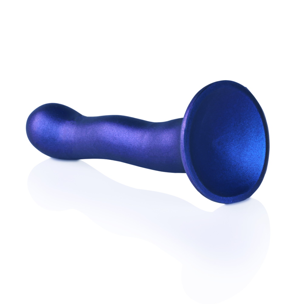 Ultra Soft Silicone Curvy G-Spot Dildo - 7'' / 17 cm - Metallic Blue