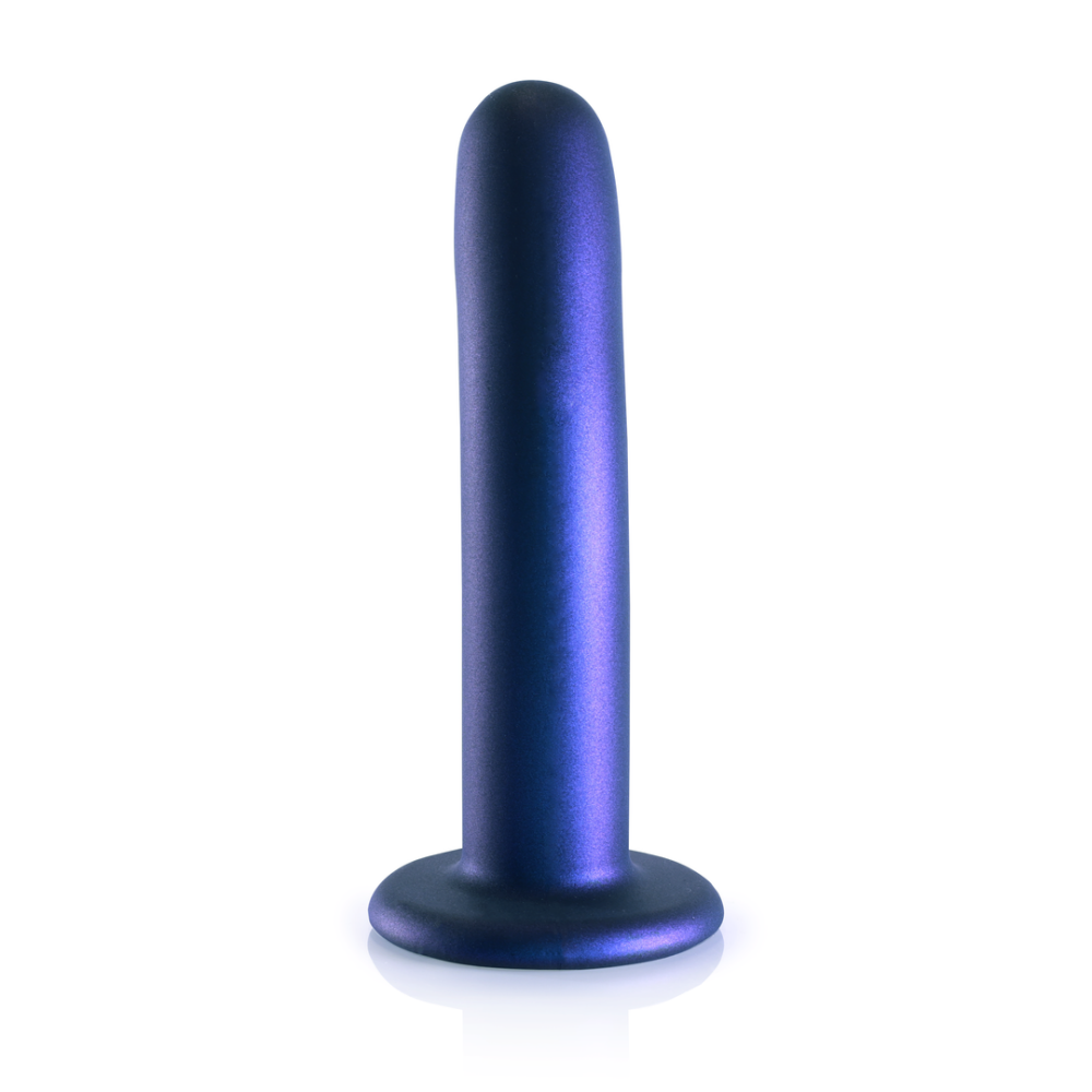 Smooth Silicone G-Spot Dildo - 6'' / 14,5 cm - Metallic Blue