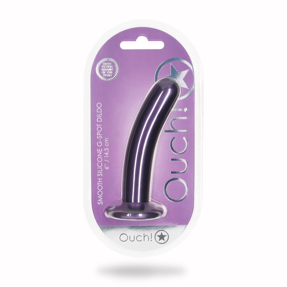 Smooth Silicone G-Spot Dildo - 6'' / 14,5 cm - Metallic Purple