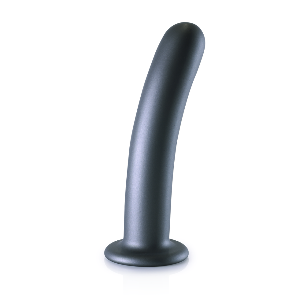 Smooth Silicone G-Spot Dildo - 7'' / 17 cm - Gunmetal