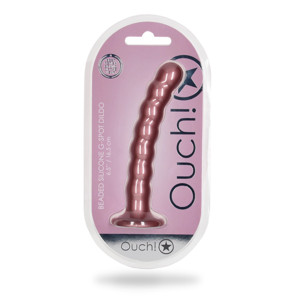 Beaded Silicone G-Spot Dildo - 6.5'' / 16,5 cm - Rose Gold