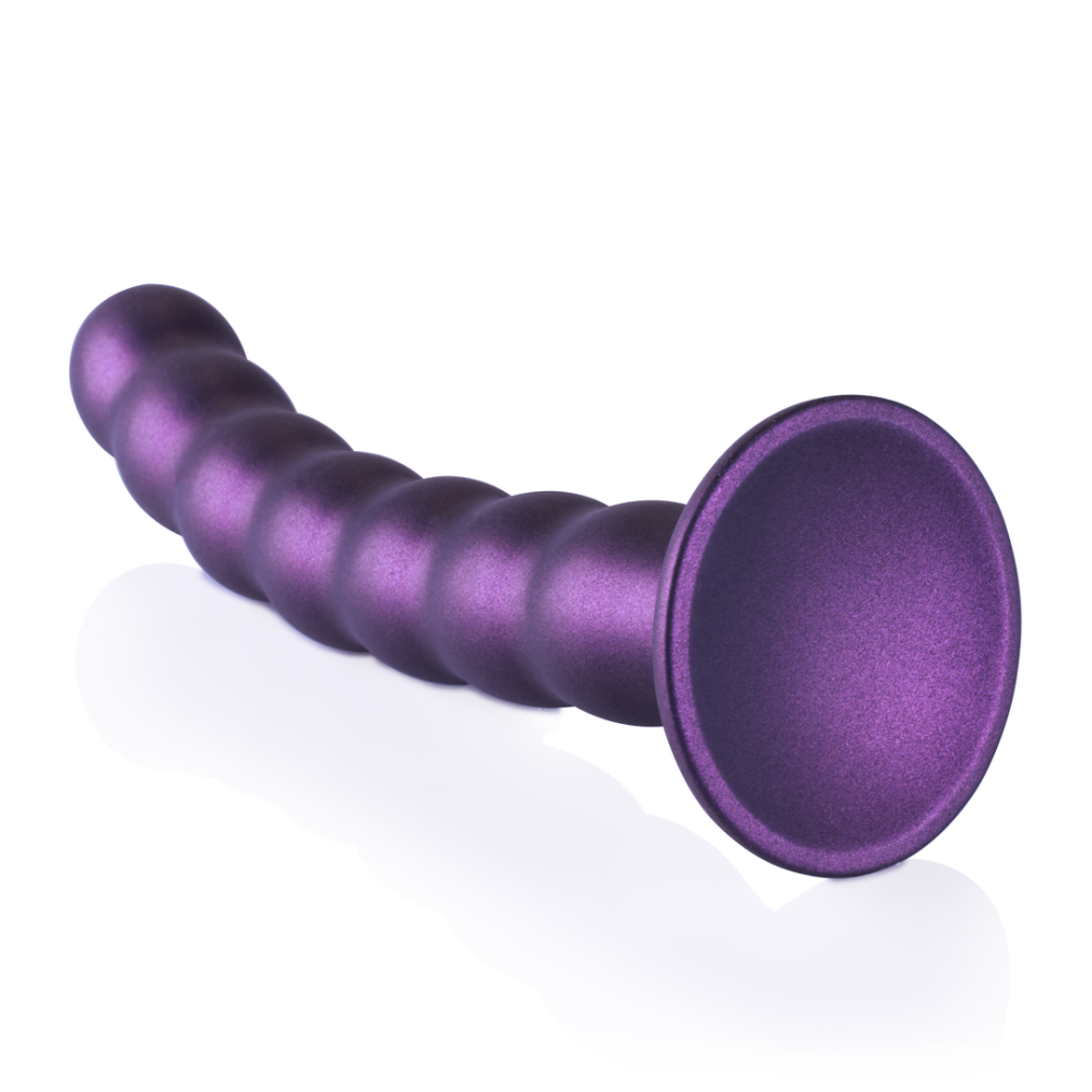 Beaded Silicone G-Spot Dildo - 8'' / 20,5 cm - Metallic Purple