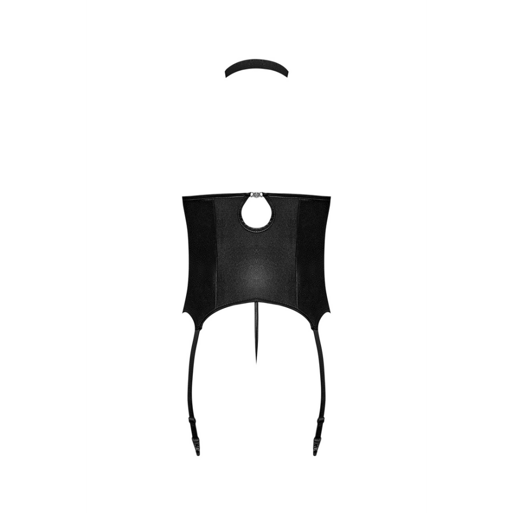 Mistress - Sexy Imitation Leather Corset and G-String with Studs - 2X